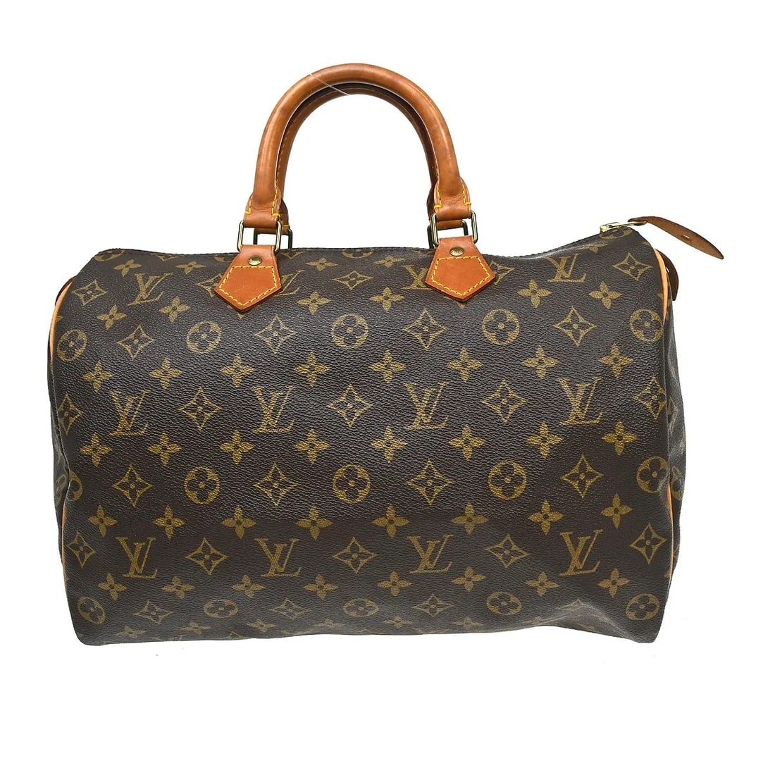 Louis Vuitton Speedy Brown Monogram Canvas Handbag: Louis Vuitton Speedy Brown Monogram Canvas Handbag This Louis Vuitton Speedy handbag features the iconic monogram canvas in brown, complemented by leather trim. The bag is designed for women and offer