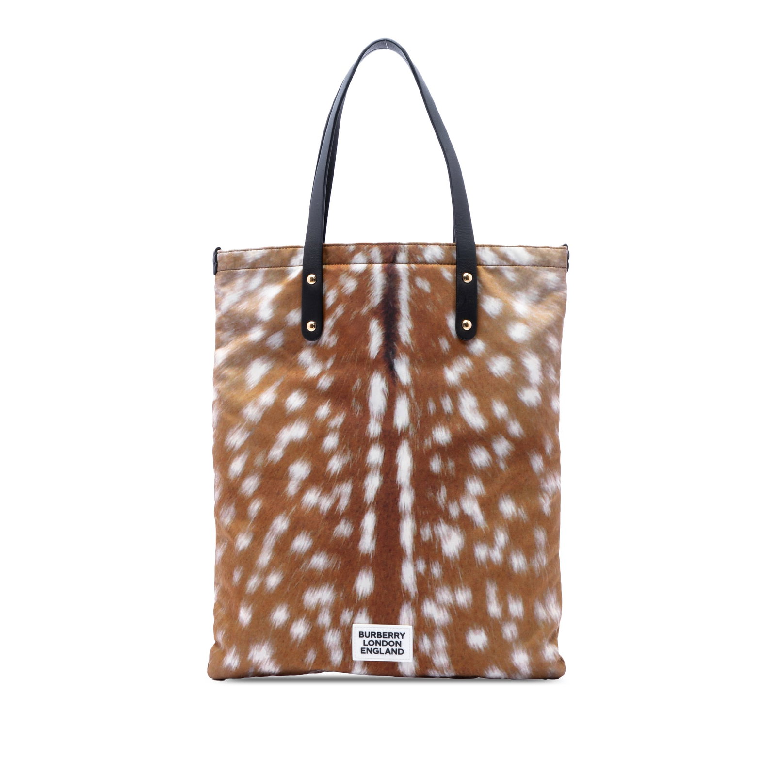 Burberry Pony Hair Tote Bag Brown Printed Italy: Burberry Pony Hair Tote Bag Brown Printed Italy Burberry tote bag with a printed pony hair body, flat leather straps, and an open top. Includes a dust bag. Condition is AB with worn exterior corners a