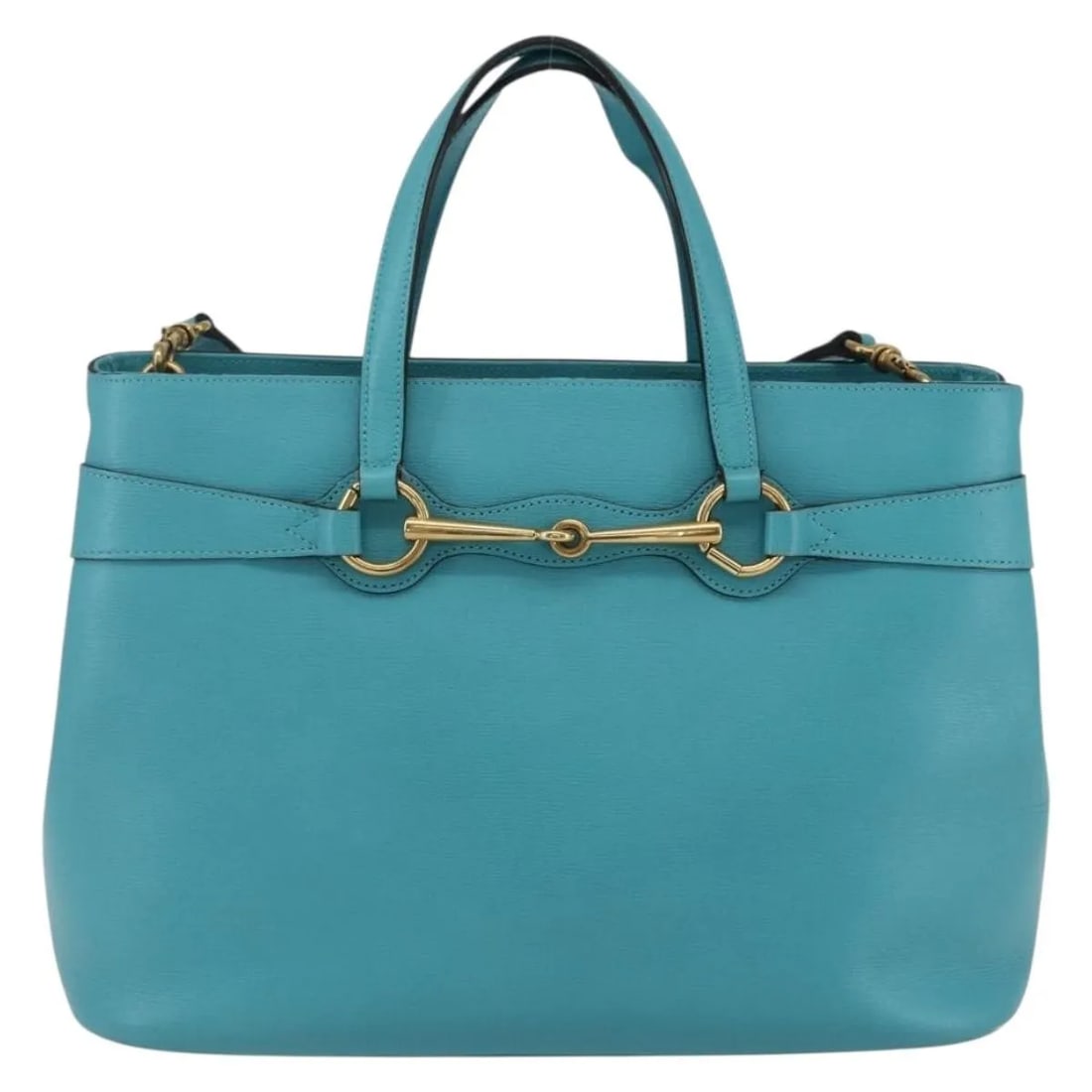 Gucci Bright Bit Leather Convertible Tote Bag Blue: Gucci Bright Bit Leather Convertible Tote Bag Blue Gucci Bright Bit Convertible Tote in blue leather. This women's bag is presented in good condition with light wear and light marks to the exterior. T