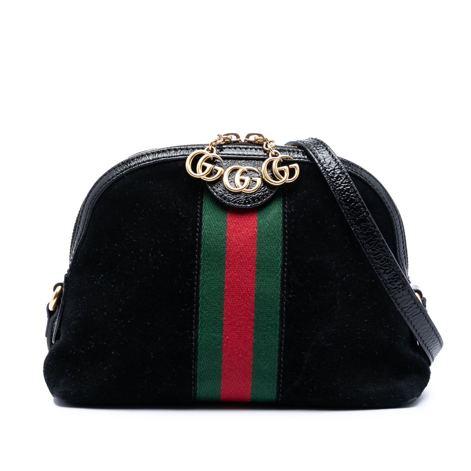 Gucci Ophidia Dome Crossbody Bag Small Black Suede Web (1 of 5)