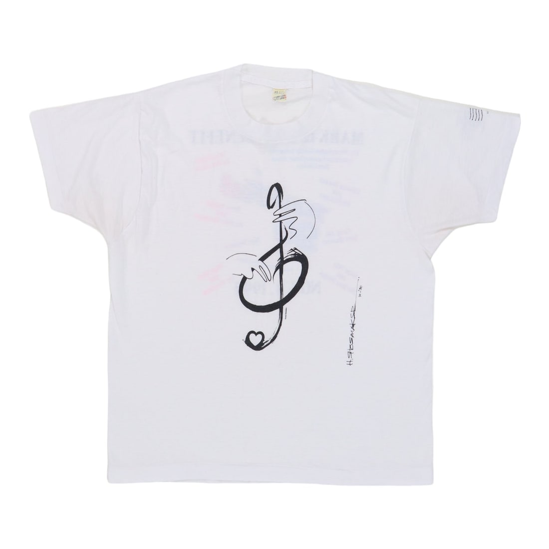 Vintage 1990 Musicfest Benefit White Poly Cotton Graphic T Shirt XL: Vintage 1990 Musicfest Benefit White Poly Cotton Graphic T Shirt XL This is an original vintage 1990 Musicfest Benefit Shirt, not a modern reproduction. The shirt features graphics on both the front a