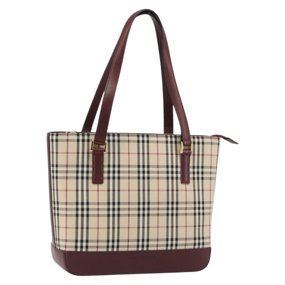 Burberry tote bag in beige canvas with Nova Check gold accents: Burberry tote bag in beige canvas with Nova Check gold accents Burberry Nova Check tote bag in beige and gold canvas. This women's tote includes the item shown in the photo only; item box and dust bag