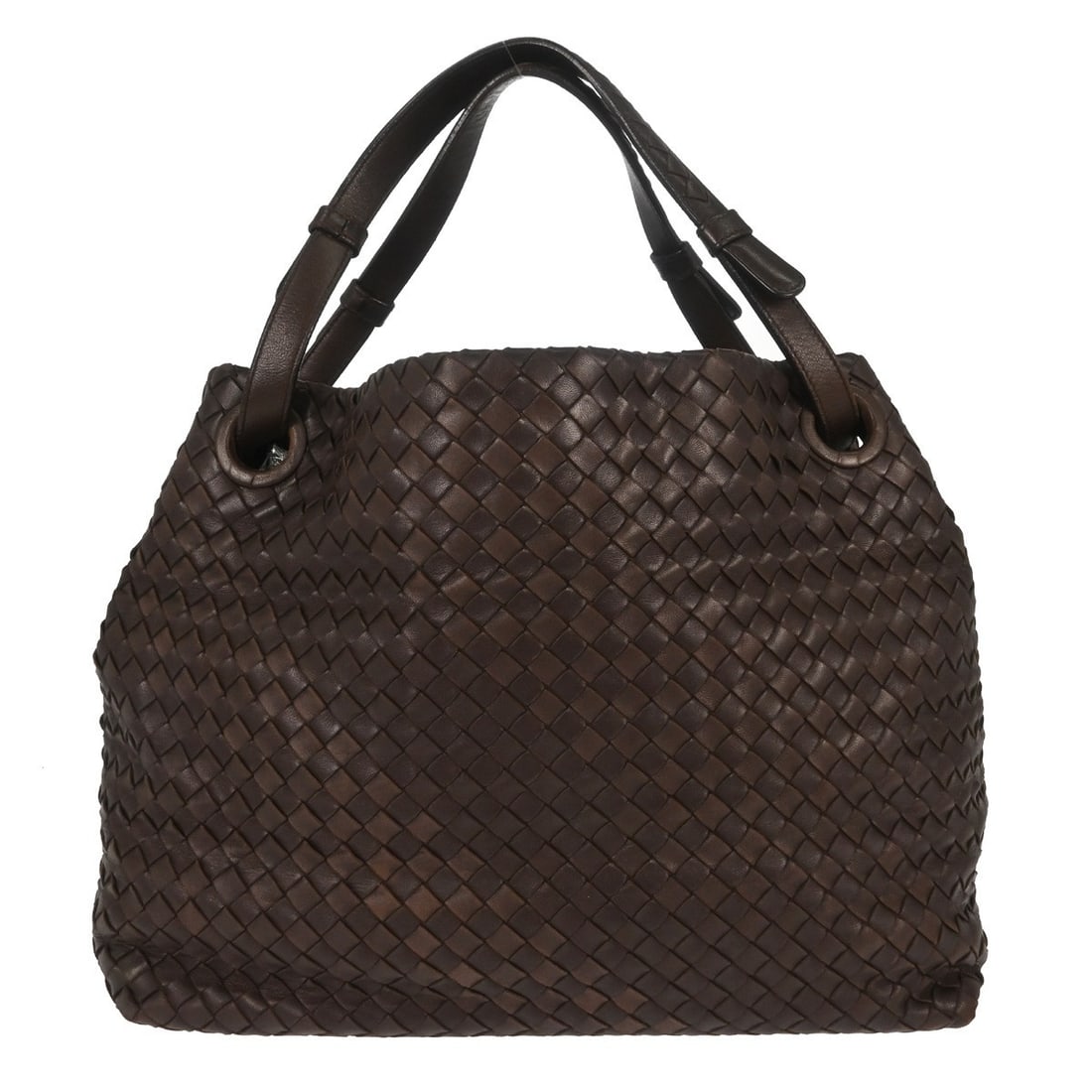 Bottega Veneta Intrecciato Small Leather Tote Brown Ebano 179320 V00A2 2040: Bottega Veneta Intrecciato Small Leather Tote Brown Ebano 179320 V00A2 2040 Vintage Bottega Veneta Ebano woven tote bag in brown leather with double handles and a brown leather lining. This women's ba
