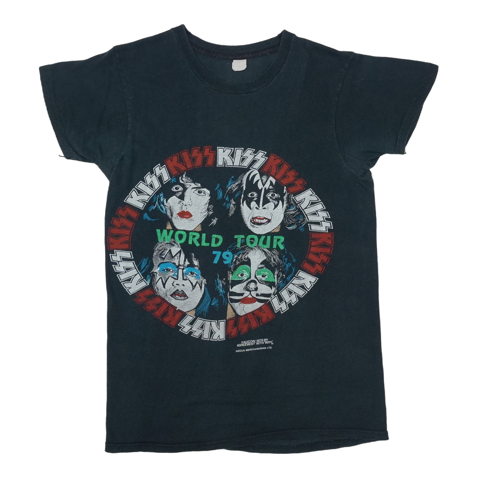 Vintage 1979 KISS Dynasty Tour Black Cotton T Shirt Small (1 of 4)
