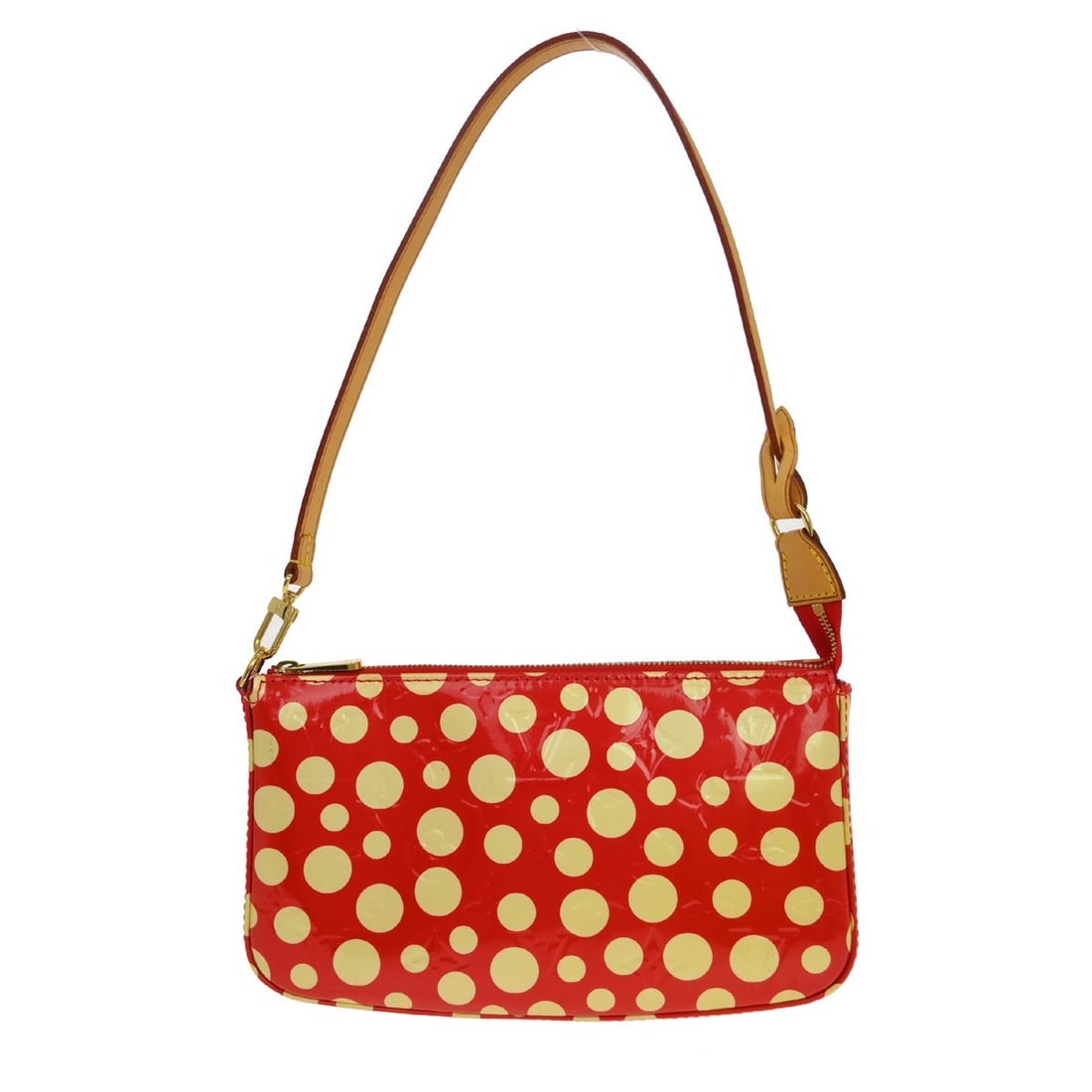 Louis Vuitton Dot Infinity Vernis Accessory Pouch M91428 Red: Louis Vuitton Dot Infinity Vernis Accessory Pouch M91428 Red Louis Vuitton Collaboration Dot Infinity accessory pouch in red and ivory patent leather with logo accents and a zip closure. Designed in a