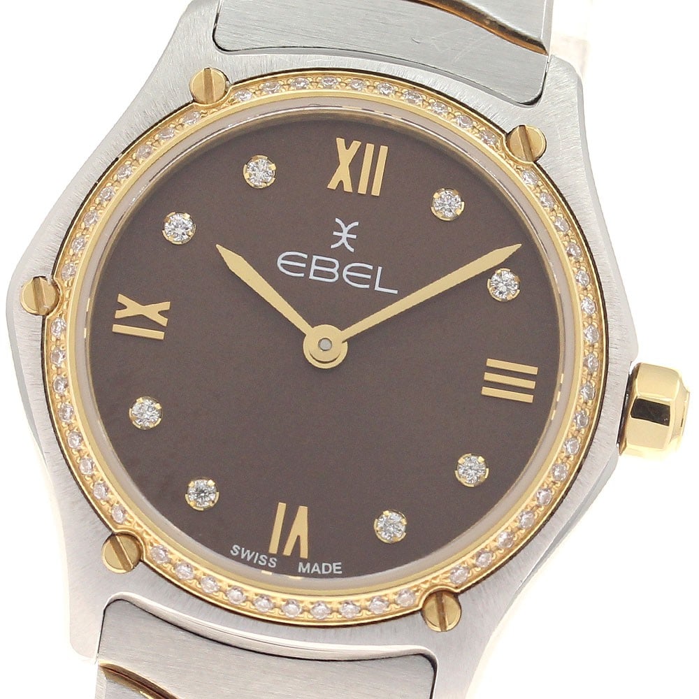 EBEL Sport Classic Mini Womens Quartz Watch Diamond Bezel 8P: EBEL Sport Classic Mini Womens Quartz Watch Diamond Bezel 8P Pre-owned EBEL Sport Classic Mini wristwatch with a diamond bezel and 8P diamond quartz design. This women's watch is made in Switzerland. 