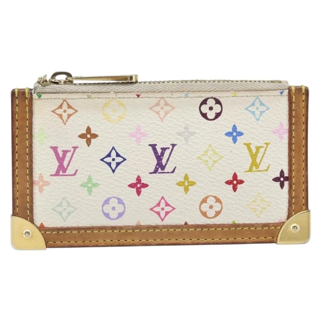 Louis Vuitton Multicolor Canvas Pochette Cles Key Pouch: Louis Vuitton Multicolor Canvas Pochette Cles Key Pouch Louis Vuitton Pochette Cles in multicolour monogram canvas designed for women. This compact key pouch features canvas material with leather trim