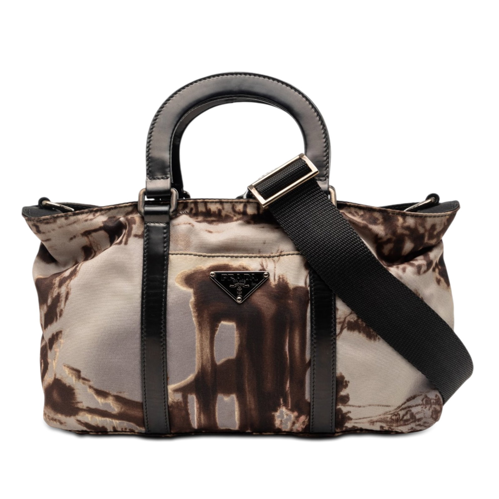 Prada Tessuto Stampato Brown Nylon Satchel (1 of 6)