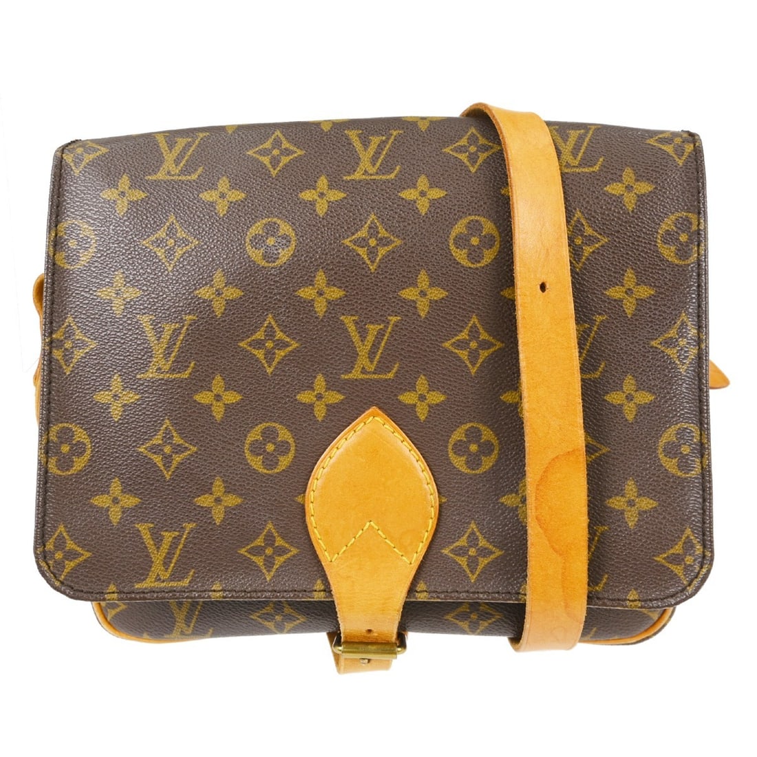 Louis Vuitton Cartouchiere GM Monogram Canvas Crossbody Bag M51252: Louis Vuitton Cartouchiere GM Monogram Canvas Crossbody Bag M51252 Vintage Louis Vuitton Cartouchiere GM shoulder bag in brown Monogram canvas with leather trim and an adjustable crossbody strap. The 