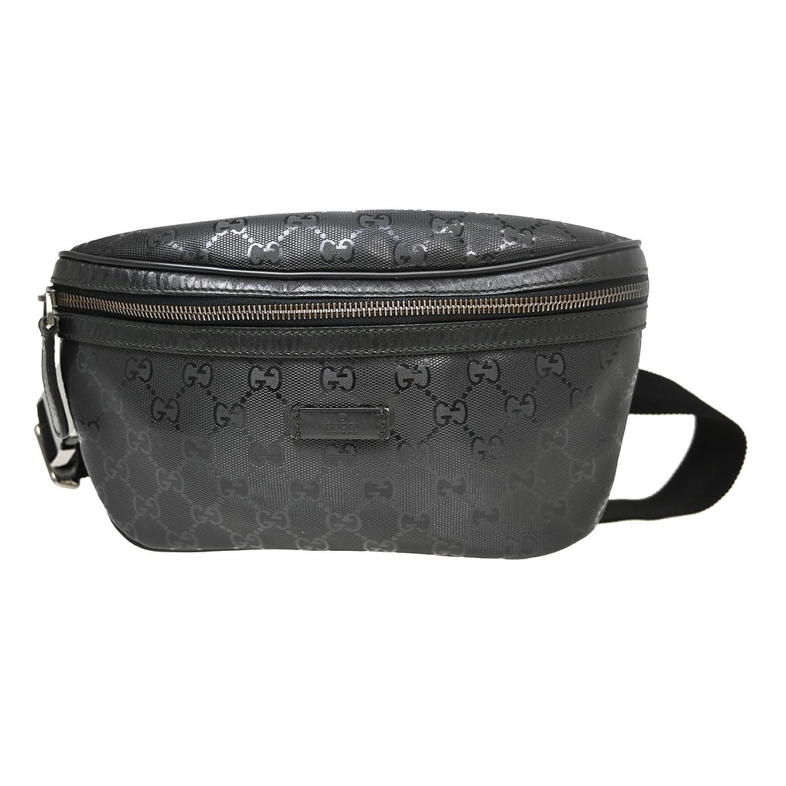 Gucci GG black belt bag model 233269 520981: Gucci GG black belt bag model 233269 520981 Vintage Gucci GG bum bag in black with a belt bag and fanny pack silhouette. The exterior shows reasonable wear with sticky condition noted, while the inter