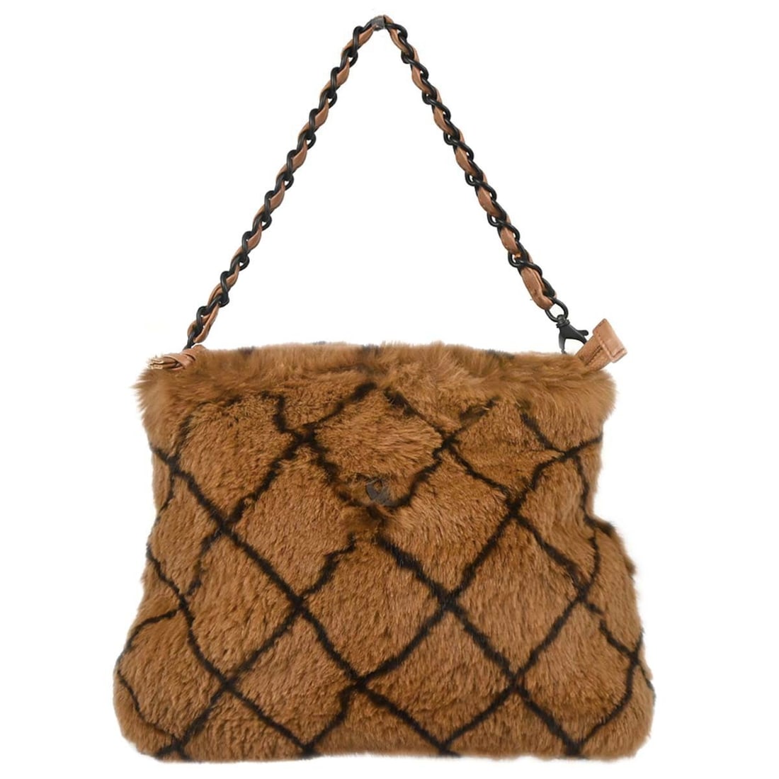 CHANEL Medium Brown Tote Handbag Rabbit Fur Leather (1 of 15)