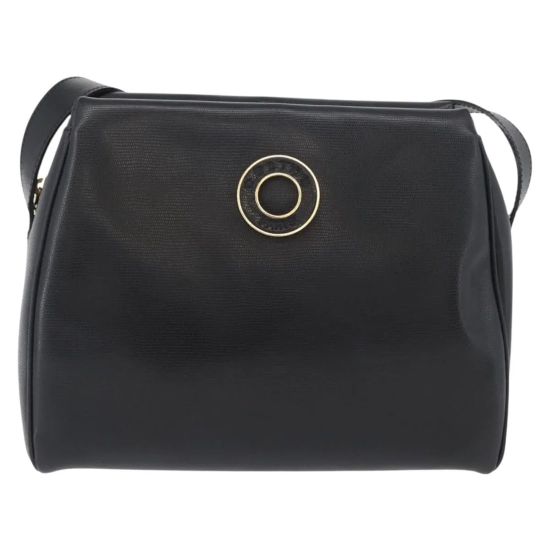 Celine Circle Logo black leather shoulder bag: Celine Circle Logo black leather shoulder bag This Celine Circle Logo shoulder bag is crafted from leather in black, designed for women. It features exterior and interior wear including rubbing, sligh