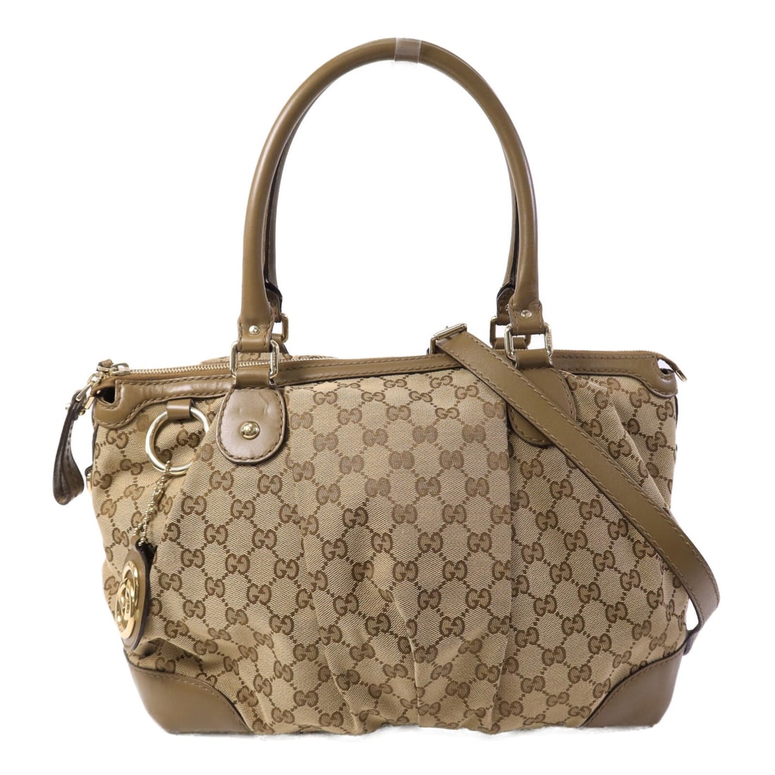 Gucci 2way Shoulder Bag Brown Calfskin Canvas GHW (1 of 12)