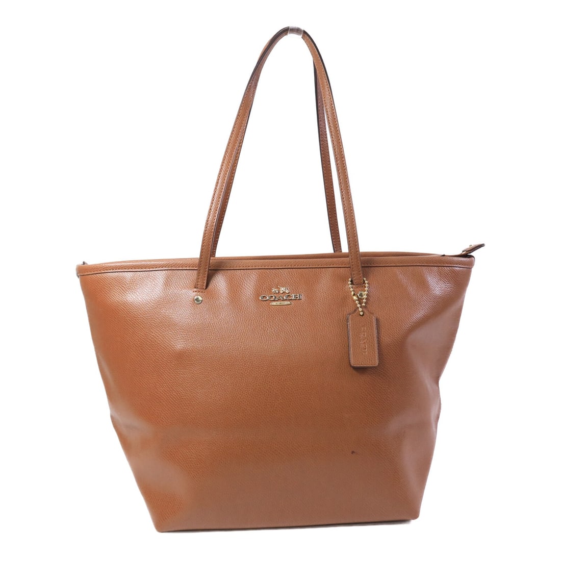 COACH Brown Calfskin Tote Bag GHW: COACH Brown Calfskin Tote Bag GHW This COACH tote bag is crafted from brown calfskin leather and features gold-tone hardware. Designed for women, it offers ample space with a length of 17.3 inches, a 