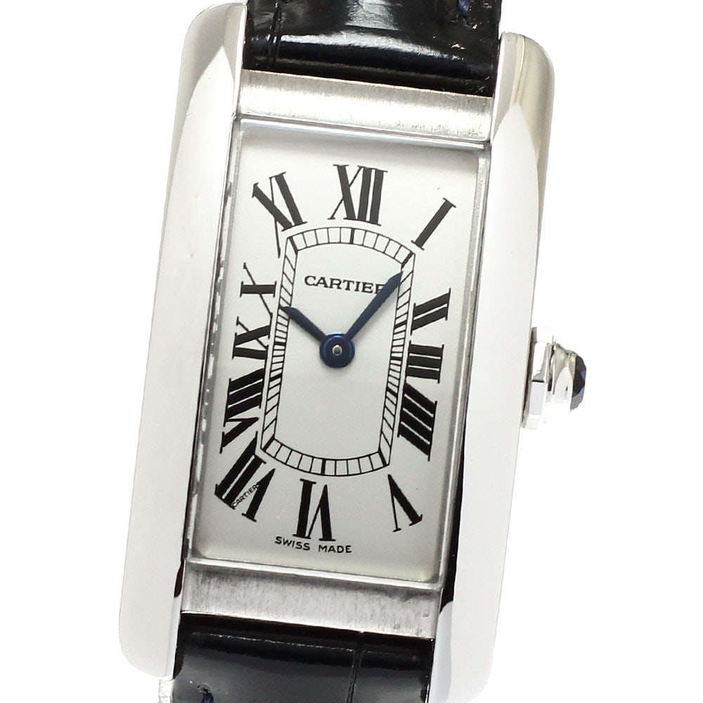 Cartier Tank Americaine Quartz Stainless Steel Silver Dial Women's Watch: Cartier Tank Americaine Quartz Stainless Steel Silver Dial Women's Watch This Cartier Tank Americaine SM WSTA0016 wristwatch features a silver dial and a stainless steel case. Designed for women, it o