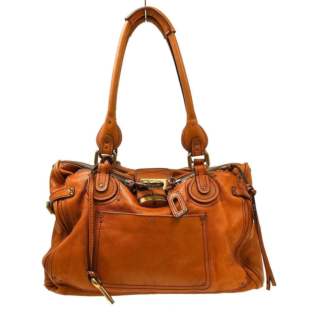 Chloe Paddington Lock Brown Leather Handbag 41cm: Chloe Paddington Lock Brown Leather Handbag 41cm Chloe Paddington Lock leather bag in brown. This item is in good overall condition, with light scuffing to the surface, edges, and corners, minor dirt 