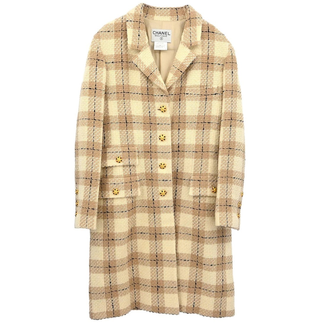 Vintage CHANEL Beige Wool Alpaca Long Coat Size 42 (1 of 11)