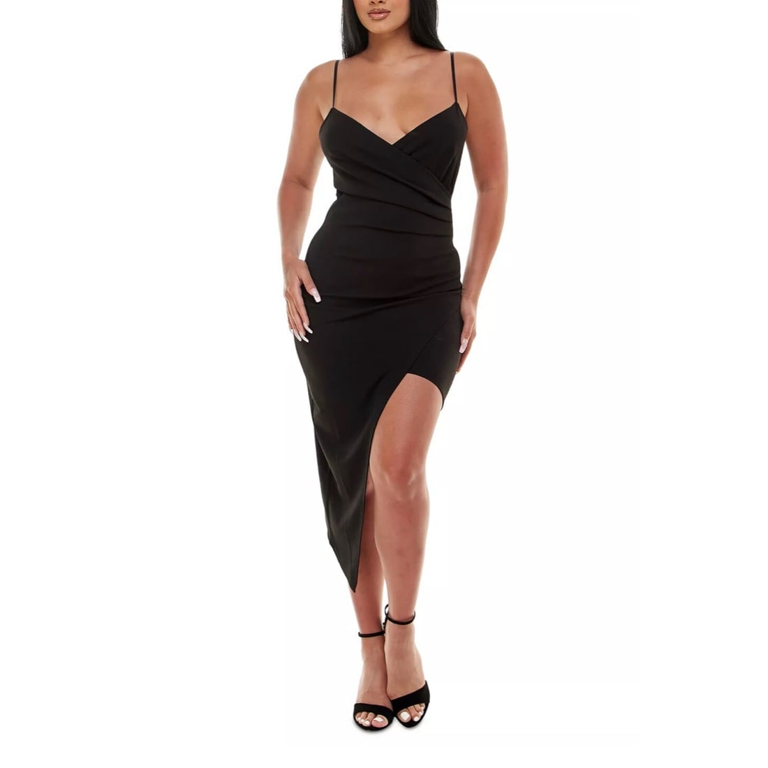 Emerald Sundae Black Juniors Slip Dress XL with Asymmetrical Hem (1 of 1)