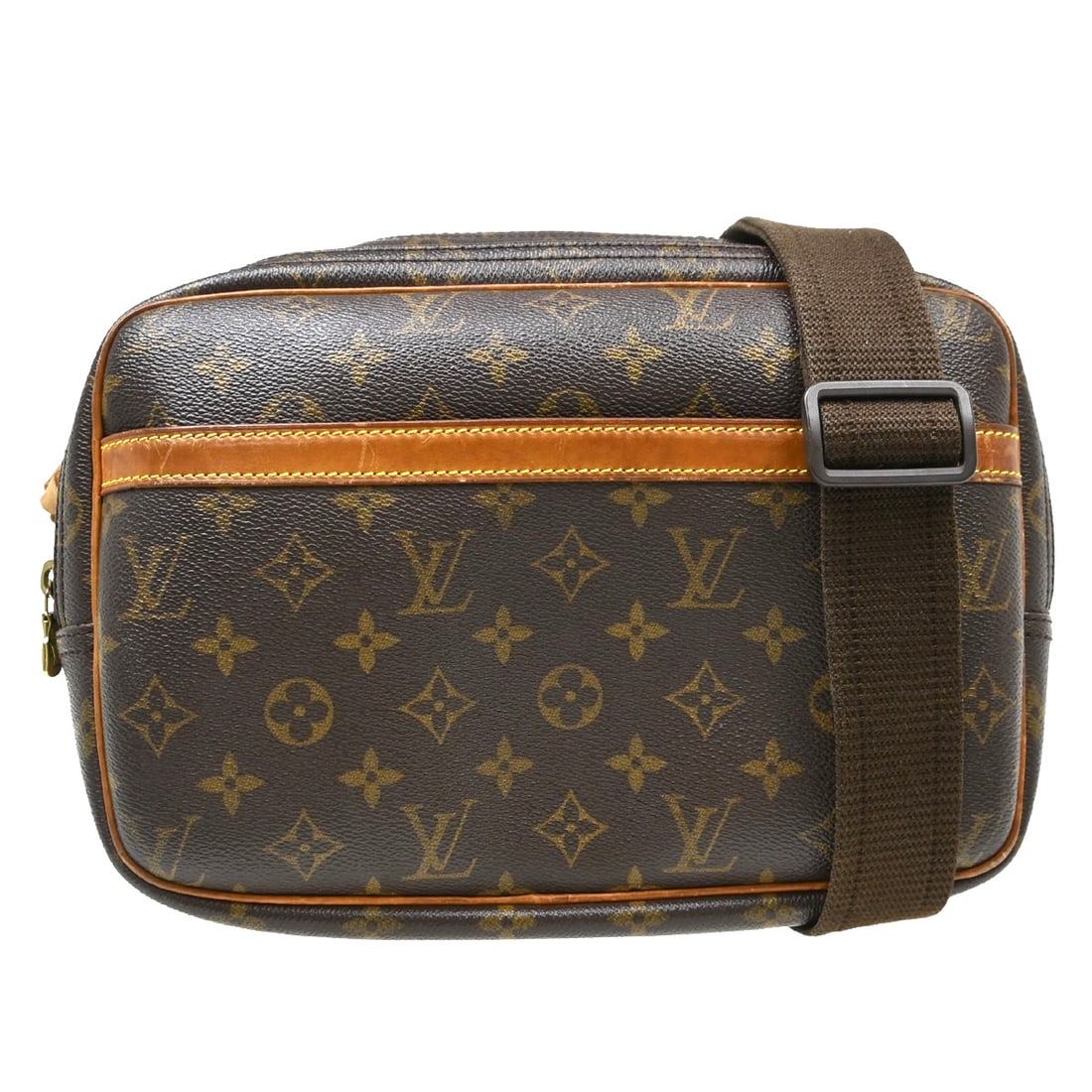 Louis Vuitton Reporter PM Monogram Crossbody Shoulder Bag M45254: Louis Vuitton Reporter PM Monogram Crossbody Shoulder Bag M45254 Louis Vuitton Reporter PM shoulder bag in brown Monogram canvas with leather trim. This medium shoulder bag features a zip closure, adj