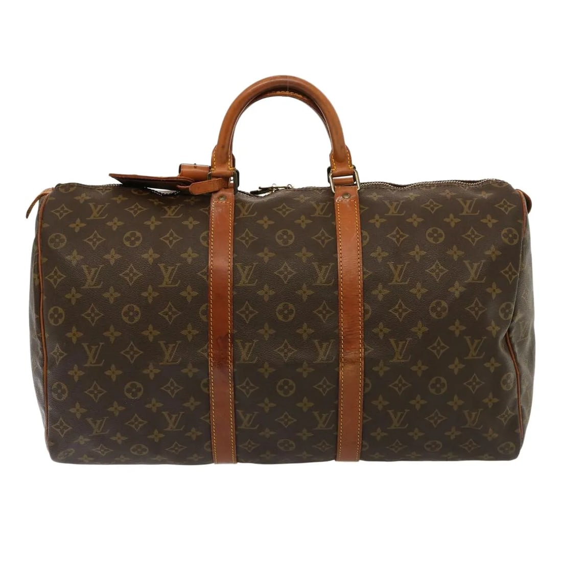 Louis Vuitton Keepall Canvas Travel Bag 50cm: Louis Vuitton Keepall Canvas Travel Bag 50cm This Louis Vuitton Keepall Bag features the signature monogram canvas in brown and is designed for unisex use. The bag is crafted in France and offers spac