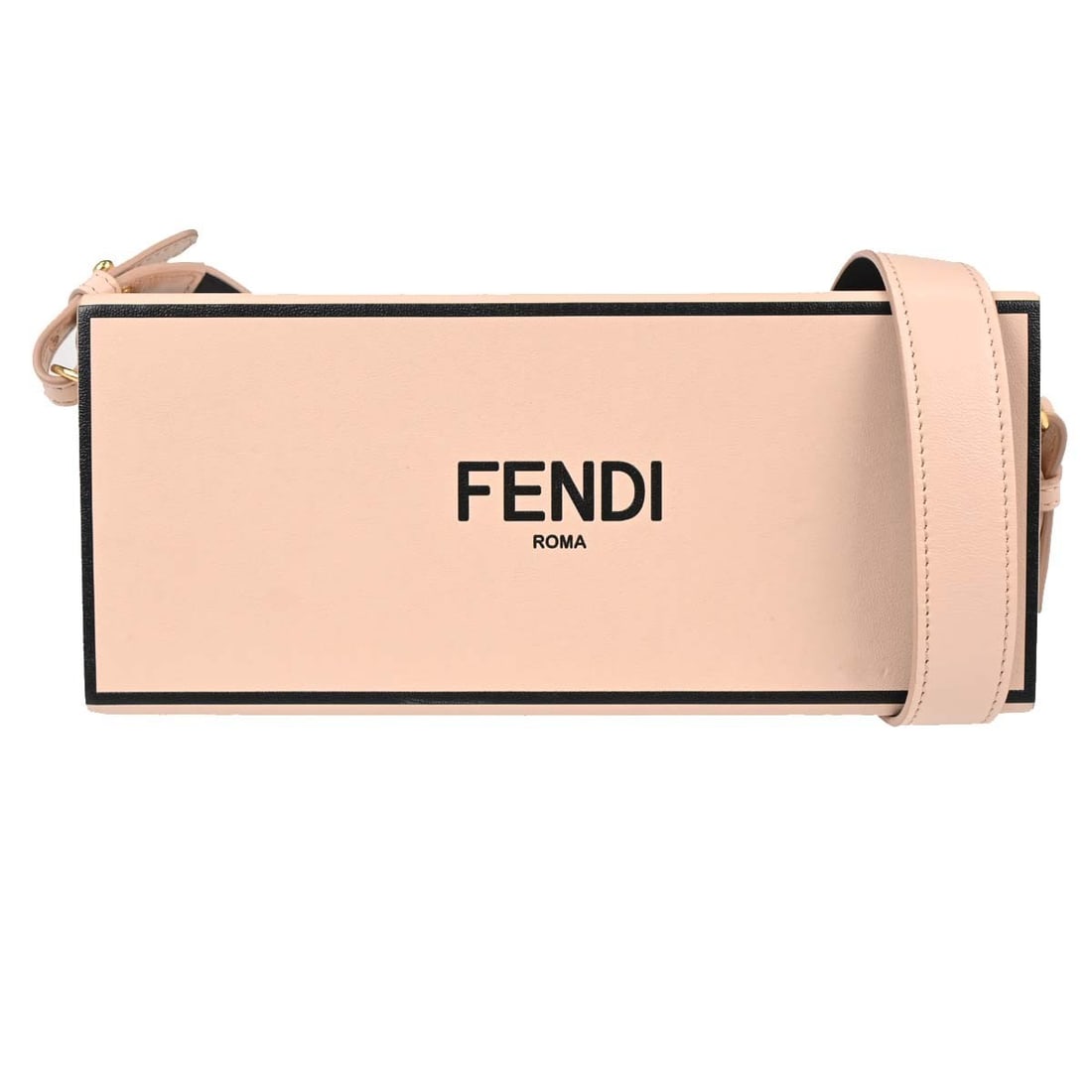 Fendi 8BT340-ADP6 Small Leather Crossbody Bag in Blush Pink: Fendi 8BT340-ADP6 Small Leather Crossbody Bag in Blush Pink Fendi horizontal crossbody bag in blush pink leather with a structured box silhouette. This small women's bag features a black leather linin