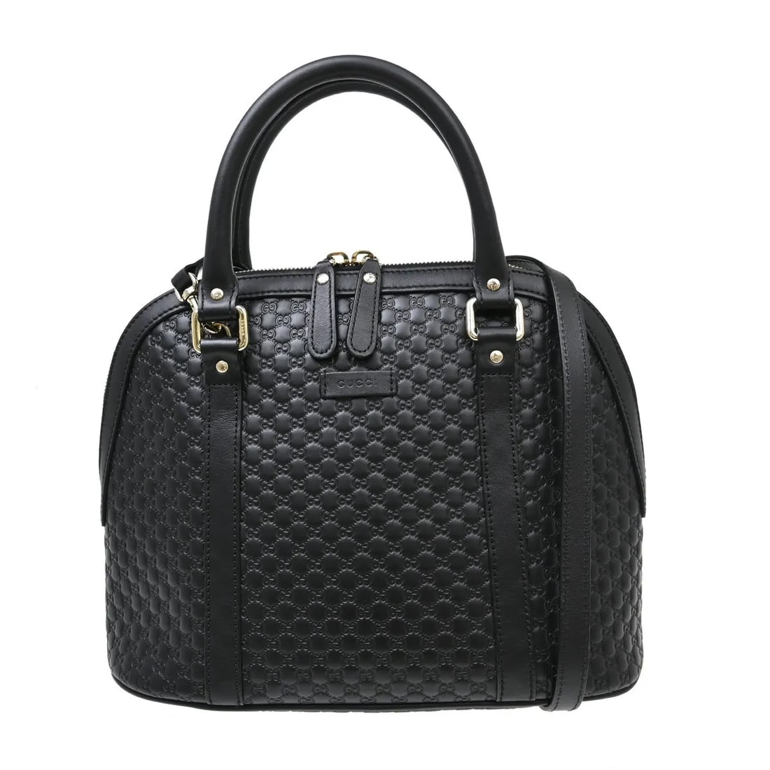 Gucci Microguccissima Leather Dome Satchel with Shoulder Strap: Gucci Microguccissima Leather Dome Satchel with Shoulder Strap This Gucci Convertible Dome Satchel is crafted from black Microguccissima leather and features a versatile dome silhouette. Designed for 