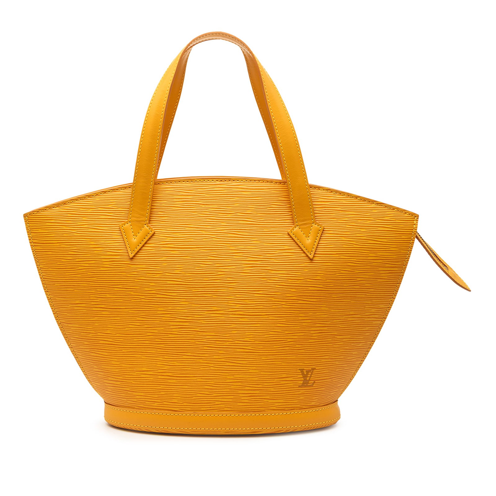 Louis Vuitton Epi Saint Jacques PM yellow leather handbag: Louis Vuitton Epi Saint Jacques PM yellow leather handbag Louis Vuitton Epi Saint Jacques PM Short Strap handbag in yellow Epi leather. This bag features flat leather handles, a top zip closure, and a