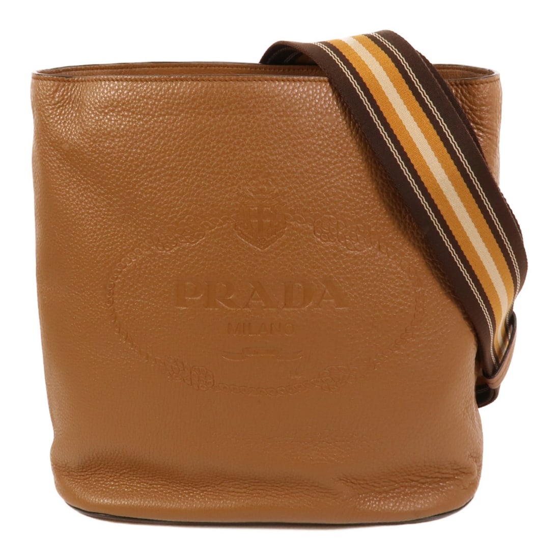Prada Vitello Phenix brown calfskin shoulder bag: Prada Vitello Phenix brown calfskin shoulder bag This Prada Vitello Phenix shoulder bag is crafted from brown calfskin leather and features a classic, structured silhouette. Designed for women, it off