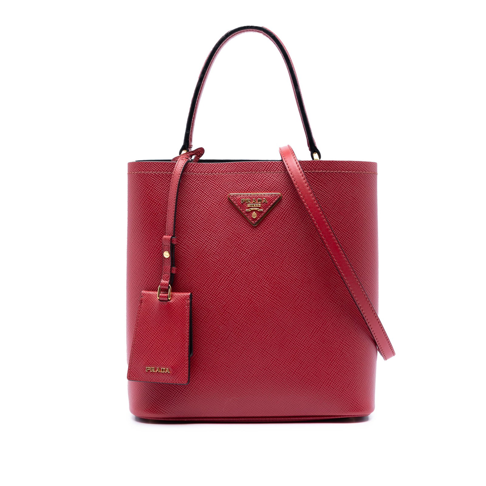 Prada red saffiano leather Panier satchel medium (1 of 7)