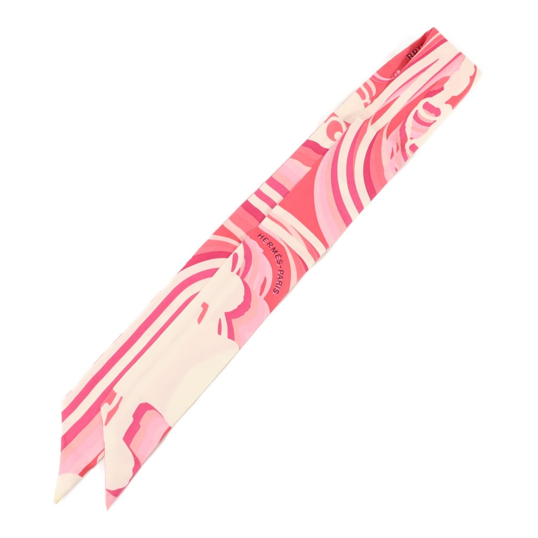 Hermes Twilly silk pink white scarf: Hermes Twilly silk pink white scarf This Hermes Twilly scarf is crafted from silk and features a pink and white color palette. Designed for women, it offers a versatile accessory option with reasonabl