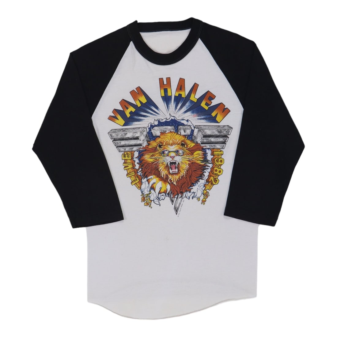 Vintage 1982 Van Halen Tour White Poly Cotton Jersey Shirt: Vintage 1982 Van Halen Tour White Poly Cotton Jersey Shirt This is an original vintage 1982 Van Halen World Tour jersey shirt featuring front and back graphics. The shirt is made from a 50/50 poly-cot