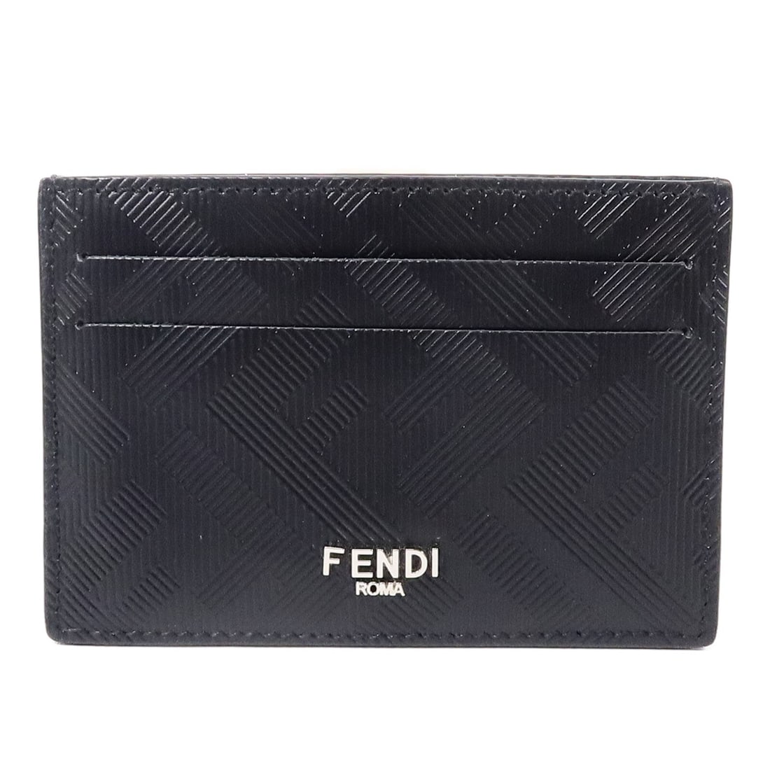 FENDI Black Calfskin Card Holder 7M0371: FENDI Black Calfskin Card Holder 7M0371 This Fendi card case is crafted from high-quality black calfskin leather, offering a sleek and durable accessory suitable for both men and women. Made in Italy,