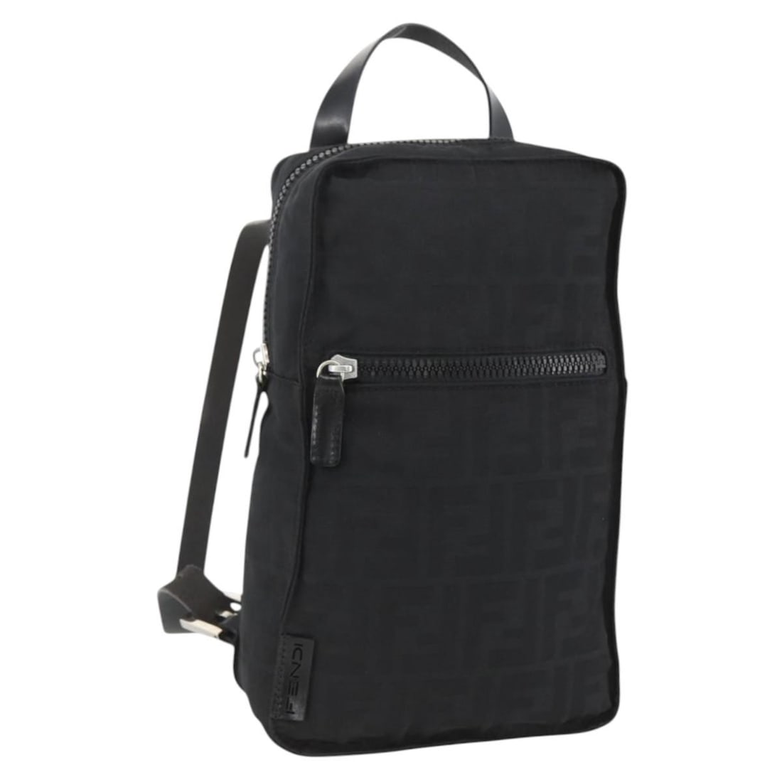 FENDI Zucca Canvas Backpack in Black and Silver with Dust Bag: FENDI Zucca Canvas Backpack in Black and Silver with Dust Bag Authentic FENDI backpack in black and silver Zucca canvas. This women's backpack includes a dust bag and shows reasonable wear consistent 