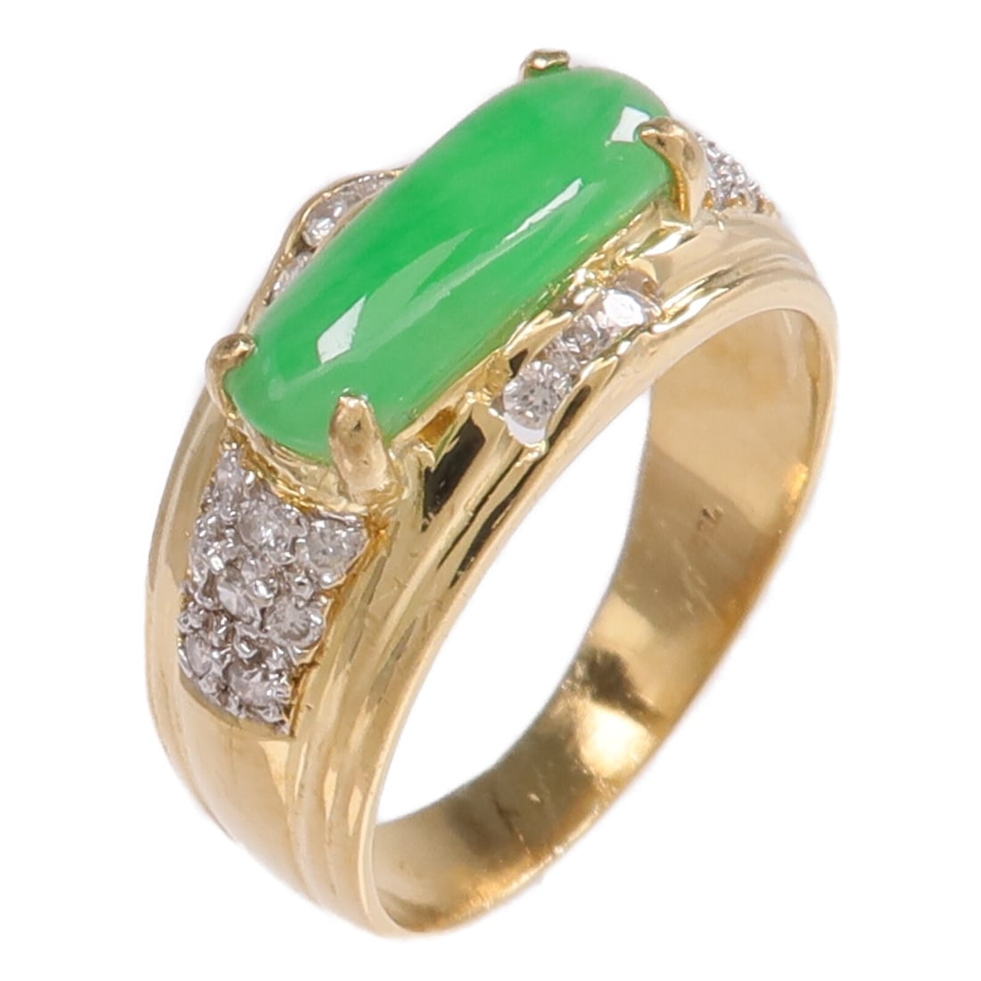 Jade Diamond 18K Yellow White Gold Ring US 5.5 (1 of 9)