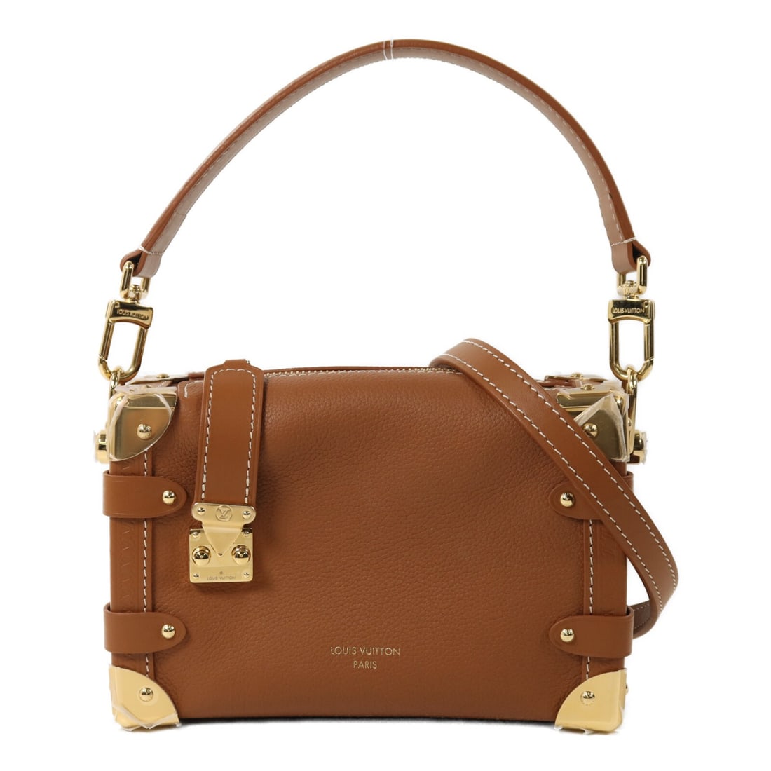 Louis Vuitton Side Trunk PM Brown Calfskin 2 Way Shoulder Bag: Louis Vuitton Side Trunk PM Brown Calfskin 2 Way Shoulder Bag This Louis Vuitton Side Trunk PM 2-way shoulder bag features a sophisticated brown calfskin leather exterior and gold tone hardware. Its v