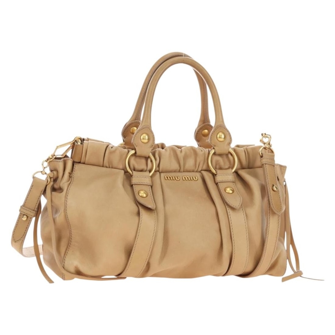 Miu Miu Beige Leather 2 Way Handbag with Strap Dust Bag (1 of 18)