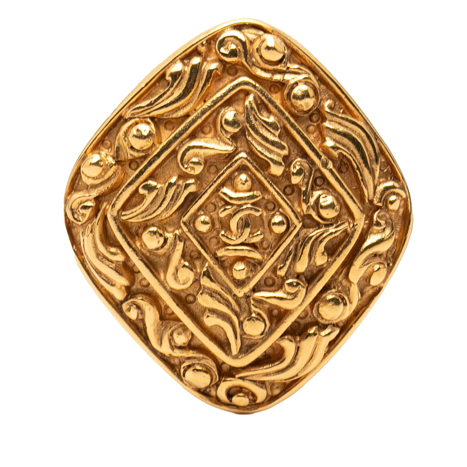 Chanel CC Brooch Gold Plated Metal with Diamond Accents (1 of 5)