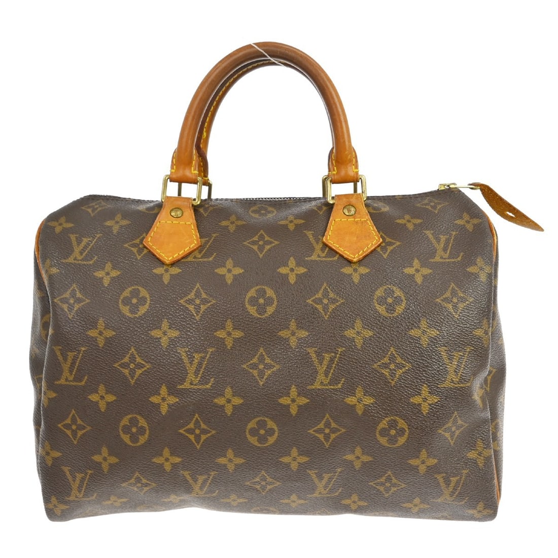 Louis Vuitton Speedy 30 Monogram Canvas Satchel M41526: Louis Vuitton Speedy 30 Monogram Canvas Satchel M41526 Vintage Louis Vuitton Speedy 30 handbag in brown monogram canvas with leather double handles and a zip closure. This satchel-style top handle bag