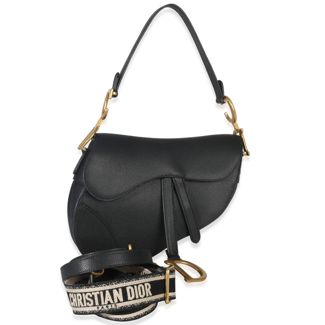 Christian Dior Saddle Bag Black Grained Calfskin Medium: Christian Dior Saddle Bag Black Grained Calfskin Medium This Christian Dior Medium Saddle Bag is crafted from black grained calfskin leather and features a distinctive saddle silhouette. The bag is de