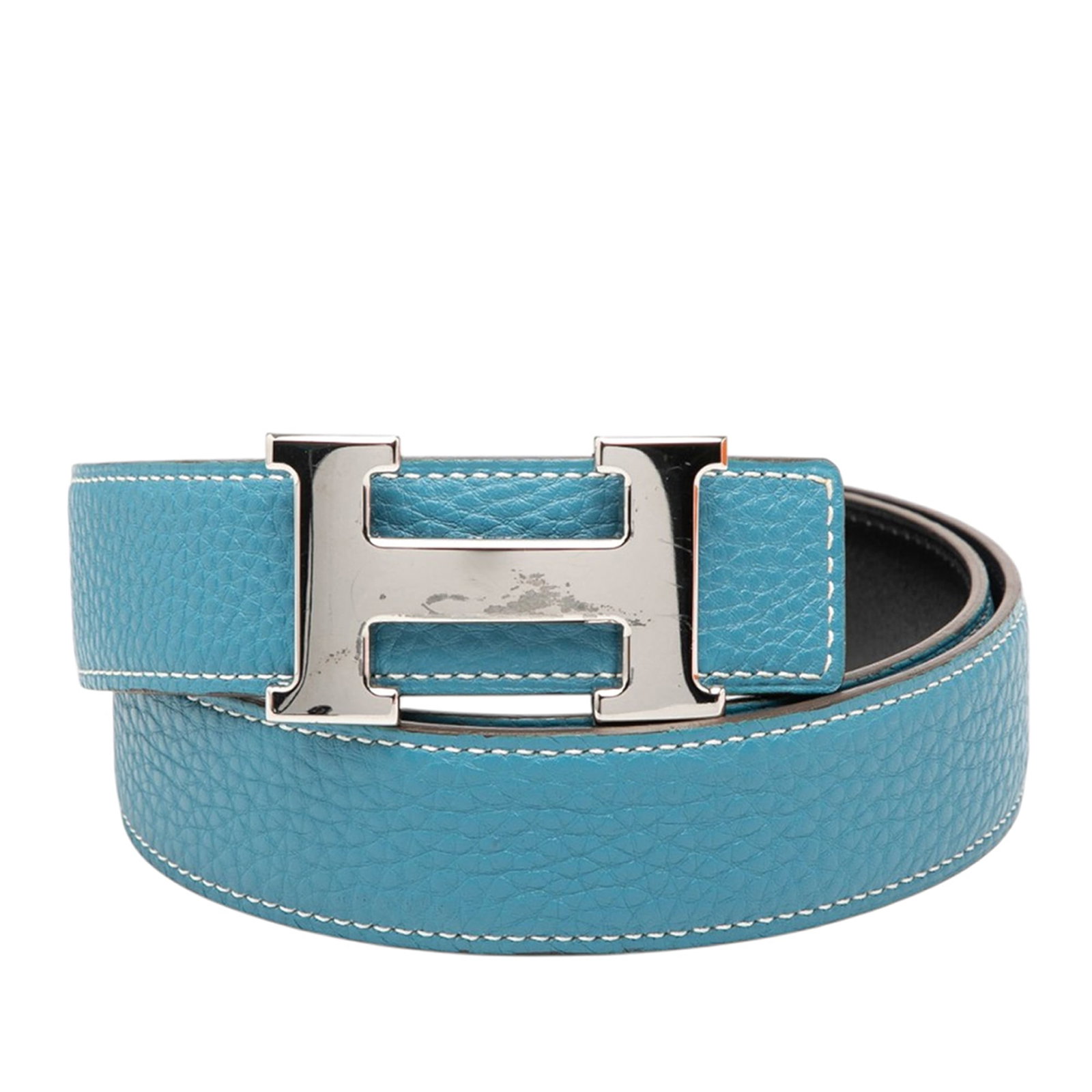 Hermes Reversible Leather Belt with Palladium H Buckle (1 of 7)