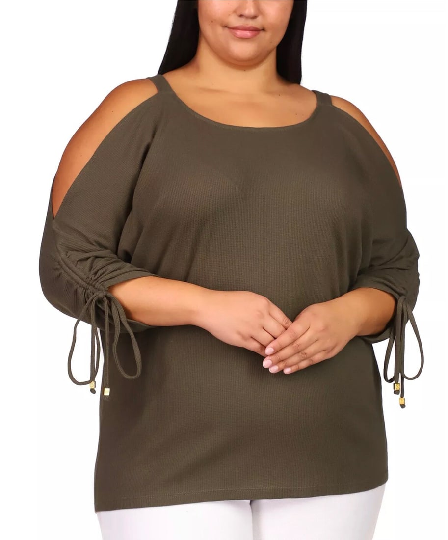 Michael Kors Plus-Size Ivy Cutout Lace-Up Blouse 2X (1 of 1)