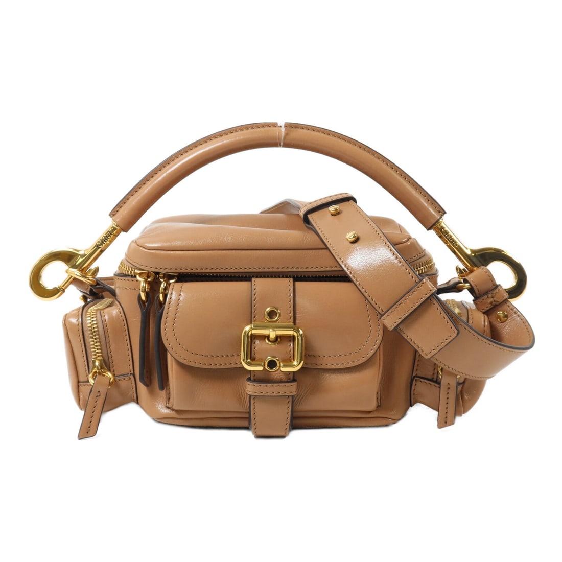 Chloe GHW Pinkish Brown Calfskin 2 Way Shoulder Camera Bag: Chloe GHW Pinkish Brown Calfskin 2 Way Shoulder Camera Bag This Chloe 2-way shoulder camera bag is crafted from premium calfskin leather in a pinkish brown shade. Designed for versatility, it can be w