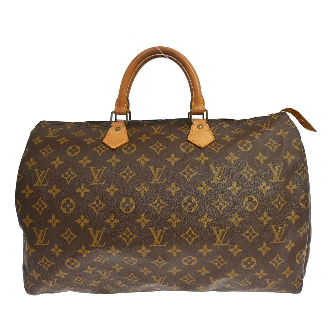 Louis Vuitton Speedy 40 Monogram Canvas Large Duffle Bag M41522: Louis Vuitton Speedy 40 Monogram Canvas Large Duffle Bag M41522 Vintage Louis Vuitton Speedy 40 duffle handbag in the Monogram pattern with double handles and zip closure. The bag is made in France an