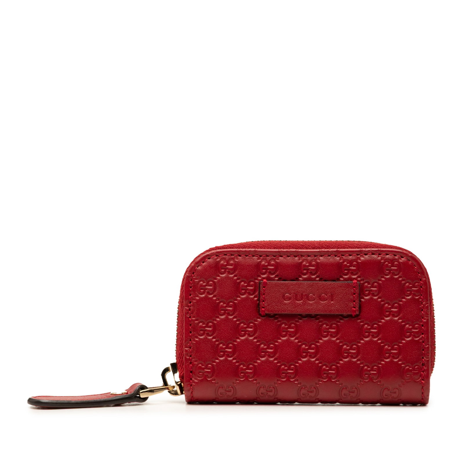 Gucci Microguccissima Leather Coin Pouch Zip Around Red (1 of 8)