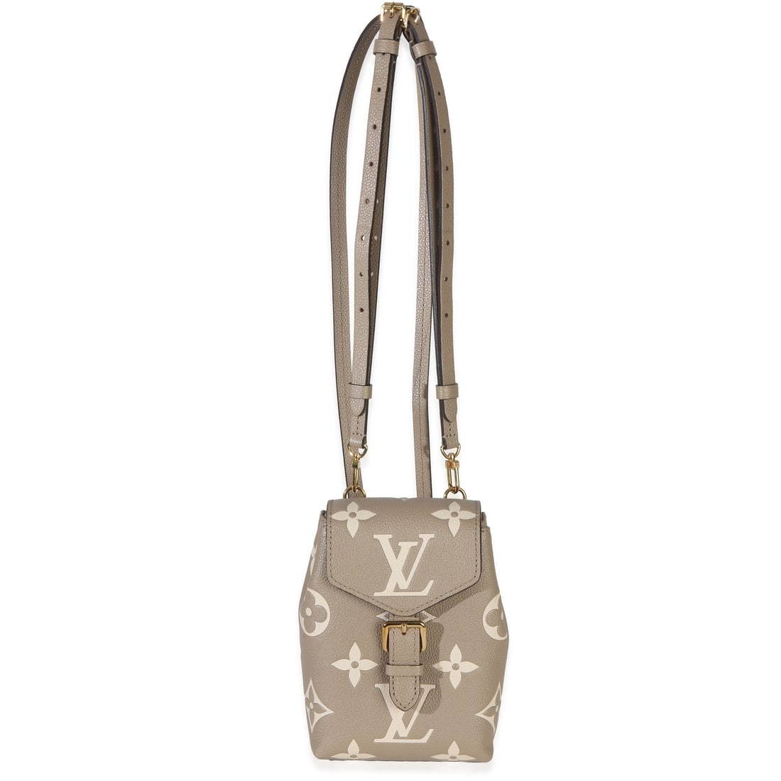 Louis Vuitton Tourterelle Empreinte Mini Leather Backpack: Louis Vuitton Tourterelle Empreinte Mini Leather Backpack This Louis Vuitton Tourterelle Empreinte Giant Monogram Tiny Backpack features a compact mini size crafted from gray leather with a gold-tone 