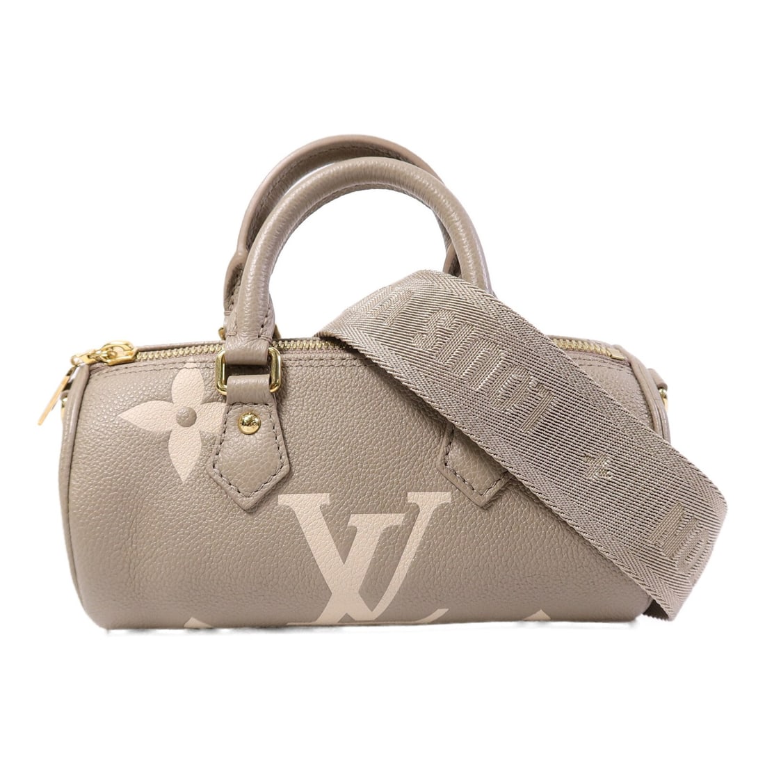Louis Vuitton Papillon BB Monogram Empreinte Beige 2way Shoulder Bag: Louis Vuitton Papillon BB Monogram Empreinte Beige 2way Shoulder Bag This Louis Vuitton Papillon BB shoulder bag features the iconic Monogram Empreinte design in beige calfskin. Designed for versatili