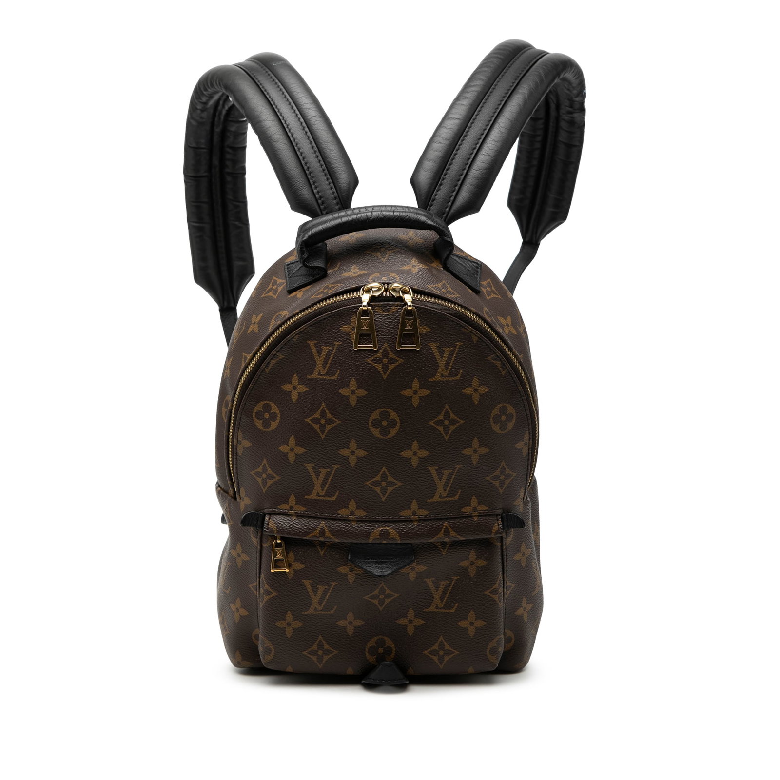 Louis Vuitton Palm Springs PM monogram canvas backpack: Louis Vuitton Palm Springs PM monogram canvas backpack This Louis Vuitton Monogram Palm Springs PM backpack features a brown monogram canvas body with a front zip pocket, a flat leather top handle, ad