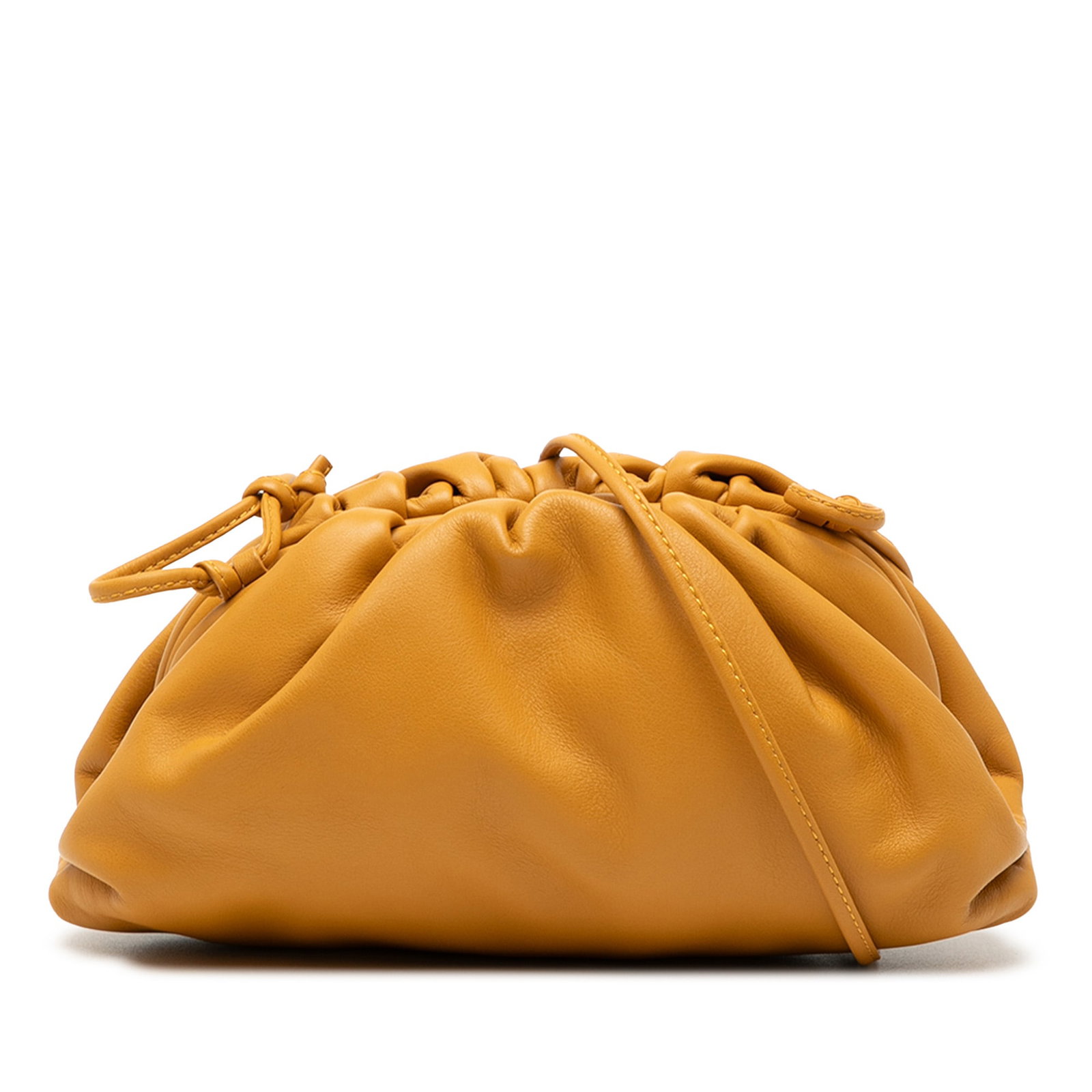 Bottega Veneta Mini Pouch Lambskin Crossbody Bag: Bottega Veneta Mini Pouch Lambskin Crossbody Bag This Bottega Veneta Mini Pouch crossbody bag is crafted from brown lambskin leather and features a flat leather shoulder strap and a top snap closure. 
