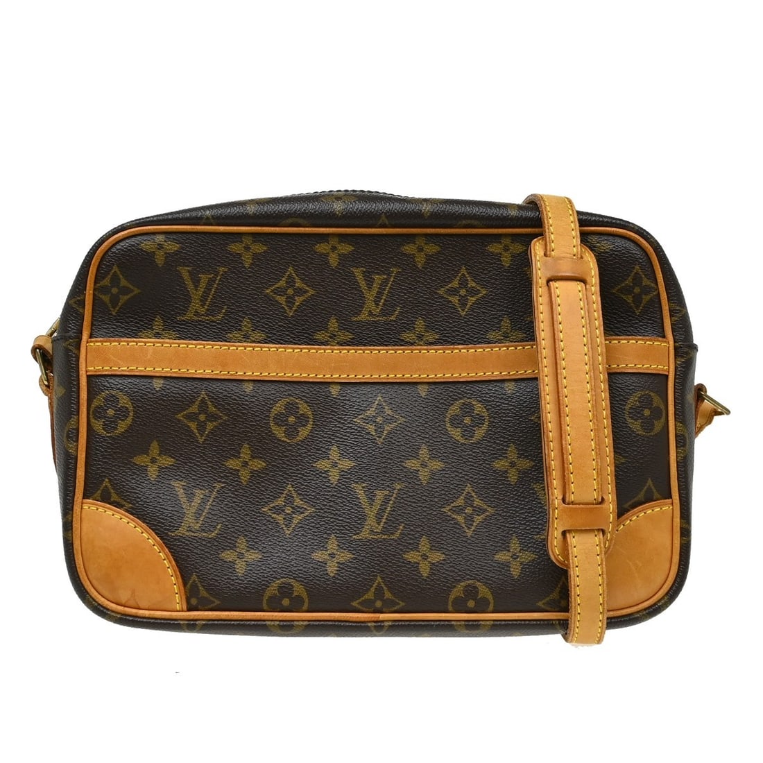 Louis Vuitton Trocadero 27 Monogram Canvas Crossbody Purse M51274: Louis Vuitton Trocadero 27 Monogram Canvas Crossbody Purse M51274 Vintage Louis Vuitton Trocadero 27 crossbody bag in brown Monogram canvas with leather trim and a zip closure. This medium unisex bag 