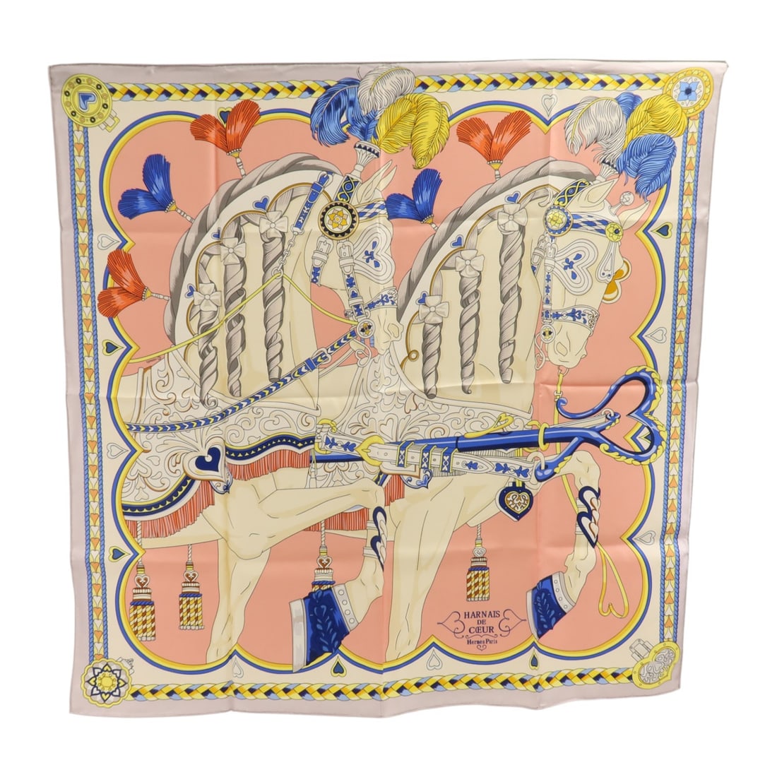 Hermes Silk 90x90cm Pink Multicolor Square Scarf: Hermes Silk 90x90cm Pink Multicolor Square Scarf This Hermes scarf is crafted from luxurious silk and features a vibrant pink, light purple, and multicolor design. Made in France, it is designed for w